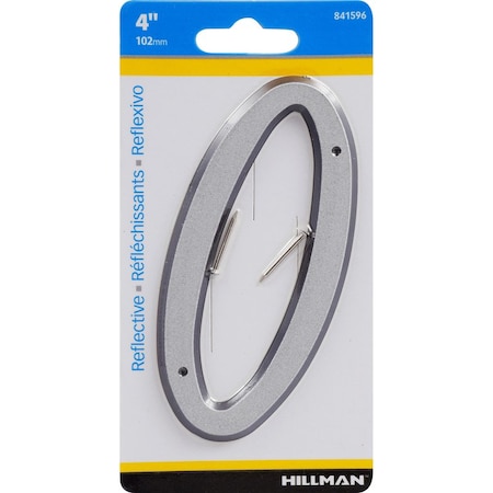 Hillman HILLMAN 4 in. Reflective Silver Plastic Nail-On Number 0 1 pc, PK3 841596